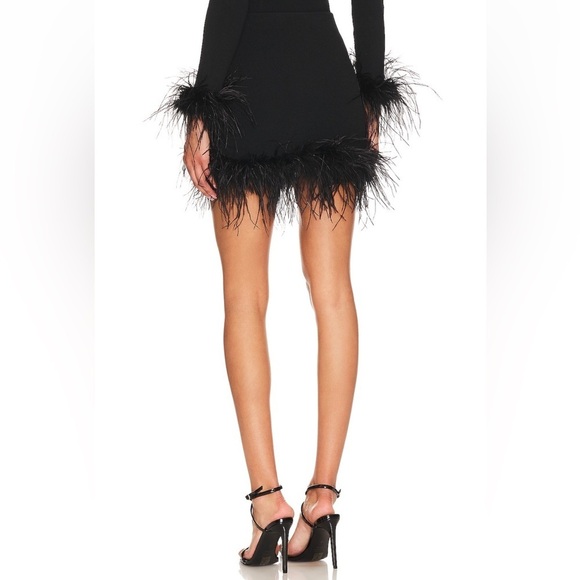 NWT ASTR THE LABEL - Keily black feather trim skirt - Size Small - Picture 2 of 10